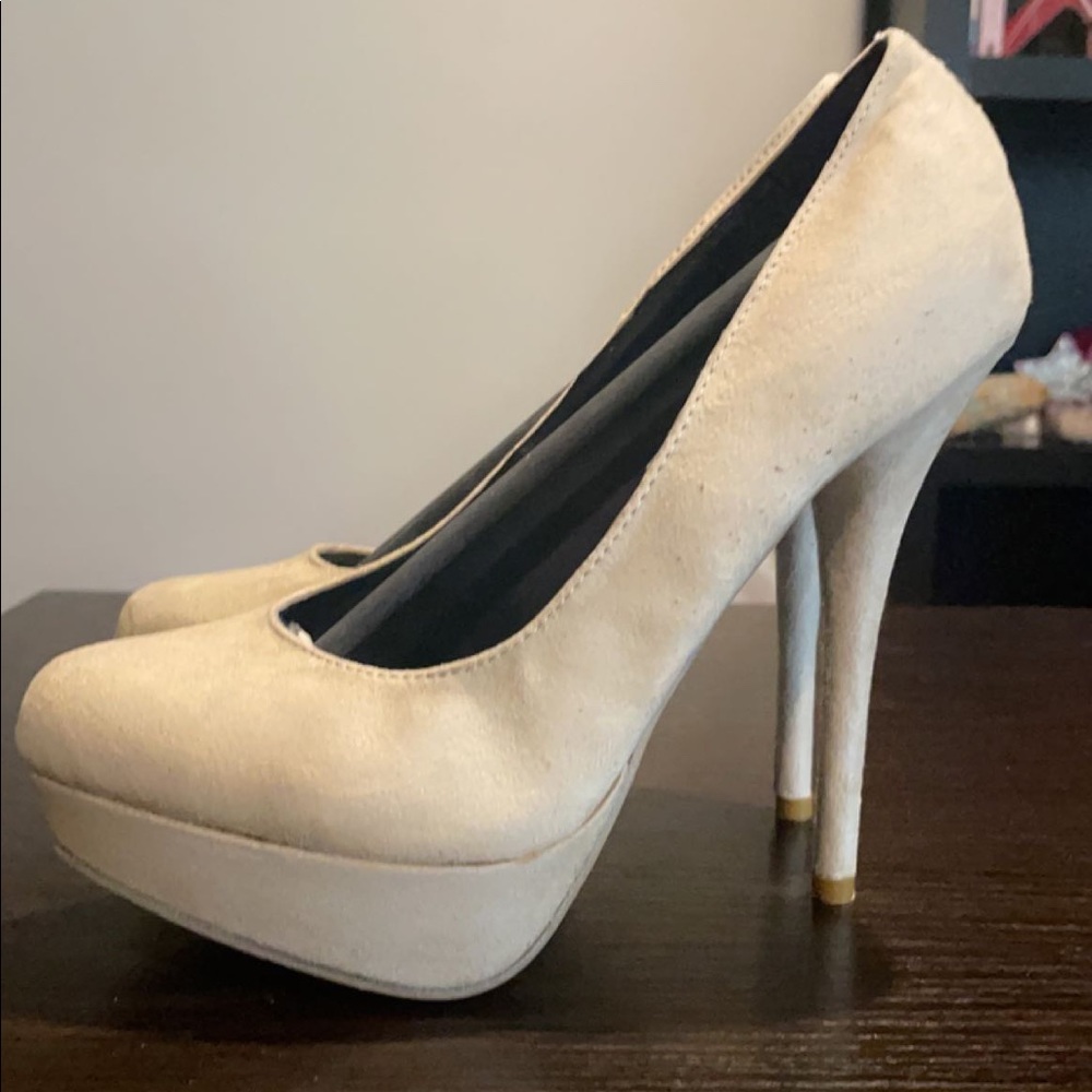 Suede Nude Stiletto Heels